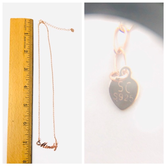 “MINDY” rose gold sterling silver name necklace, NWOT - Picture 6 of 6